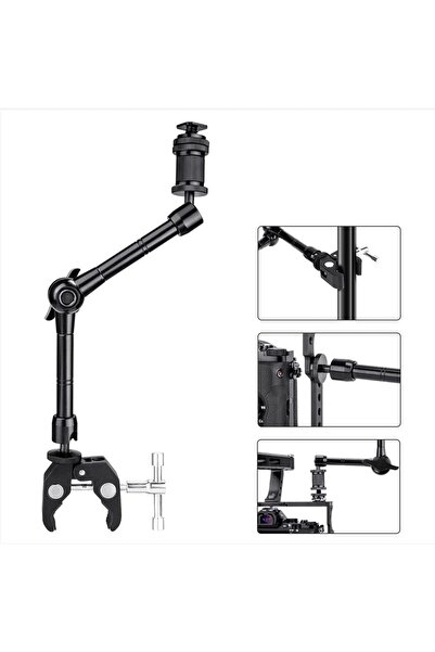 Tianya 11" inç 27cm Magic Arm Sihirli Kol + Super Crab Clamp Kelepçe