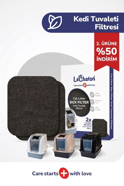 LeChaton Pet Care XXL Büyük Boy Kapalı Kedi Tuvaleti Için 2'li Filtre 13x14 c...