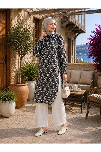 Sfg Life Moda Crew Neck Buttoned Front Gipeli Long Sleeve Aerobin Tunic and T...