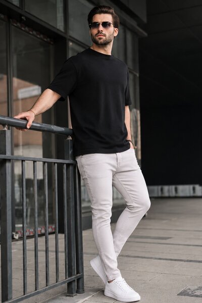 Madmext Men's Stone Color Canvas Slim Fit Trousers