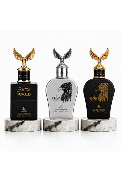 Ayelet Set 3 Parfumuri Arabesti Barbati Wajud, Qannas Silver & Qannas Black