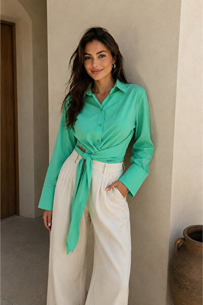 bb butik basic Luxury Quality Tie-Up Poplin Shirt Bb0250