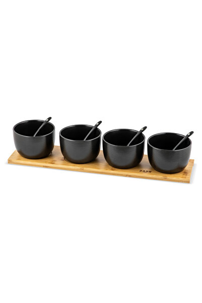 Zass Set de boluri de servire pe suport din bambus ZG-SB 04 Negru