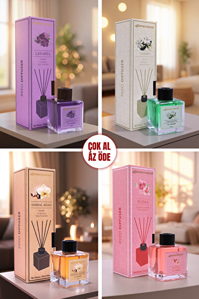 MOUVEMENT 4'Lü Çubuklu 100 ml Oda Kokusu Seti Çok Al Az Öde (Sandal Yasemin P...