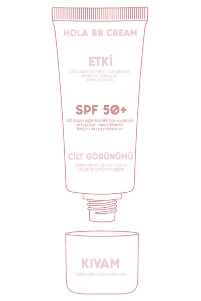 h.OLA BB KREM | SPF50+ UVA/UVB PA ++++ | Parlak&Nemli Bitiş | Pinky Light