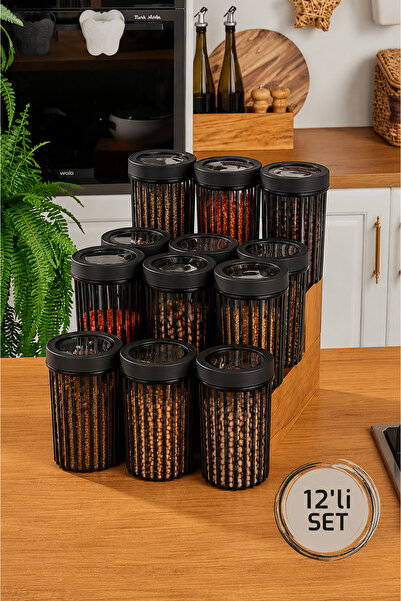 Stile Cucina 12-Pack Linea Round Storage Container 1.1 Liter Anthracite