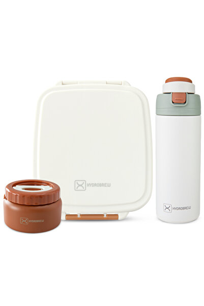 Hydrobrew Mega Flex Bento Lunch Box 1864ml w/ SipSwitch Insulated Water Bottl...