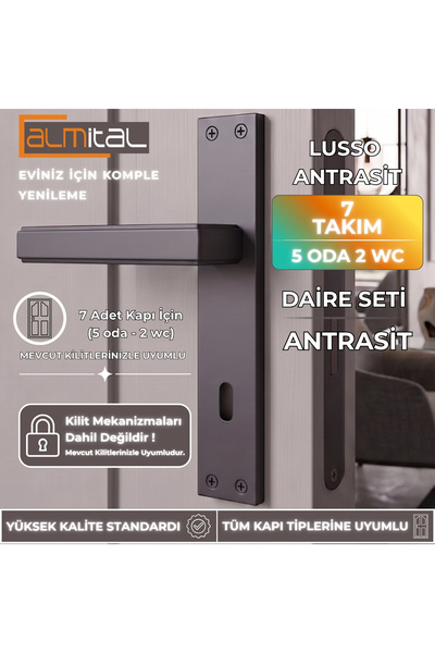 almital mobilya aksesuarları furniture accessories مجموعة لوسو أنثراسايت 5 قط...