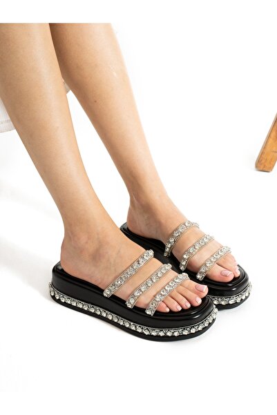 Alemdar Shoes SLAY Ženske papuče sa detaljima od crnog kamena