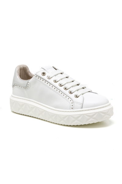 John May Kadın / Kız Sneaker MAR-25Y-209-8888 Beyaz-Metalik Gümüş