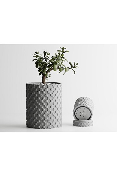 Sani Ghiveci decorativ Sani, Nevada, mic 81 x 81 x 102 mm, Gri deschis mat