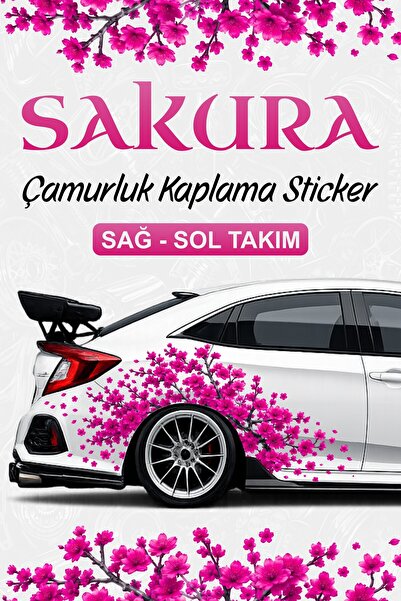 Stikacar SAKURA KİRAZ ÇİÇEĞİ Çamurluk Kaplama Sticker