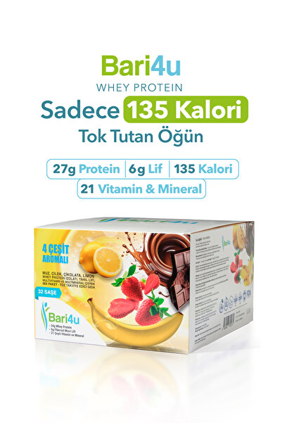 Bari4u Whey Protein Öğün Yerine 27g Protein 6g Lif 135 Kalori 4 Aroma 32'li M...