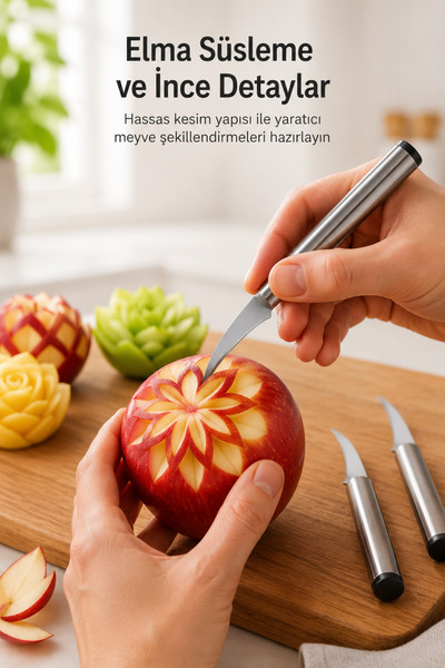 Svava BIÇAK Profesyonel Paslanmaz Çelik Meyve Sebze Oyma Şekillendirme Dekor Seti