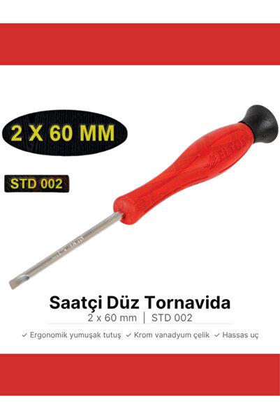 Eltos Std002 Saatçi Tornavida Düz 2X60 Mm - 1 Adet
