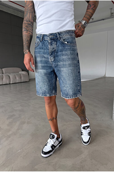MADZEYMODA Men's Blue Denim Jean Shorts Ke-1202