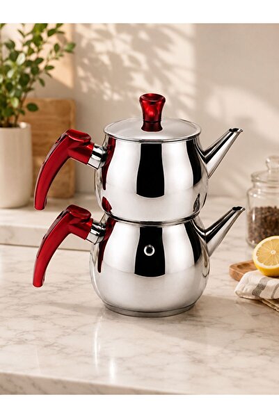 ONON Stainless Steel Tea Pot Set 1.00 + 1.50 Lt Teapot with Strainer