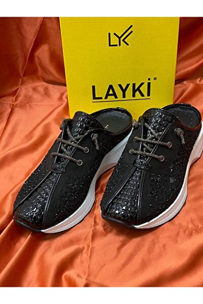 layki 0000072 RENK SİYAH TAŞ İP BAĞCIKLI FİLELİ TASARIM TERLİK & SANDALET SNE...