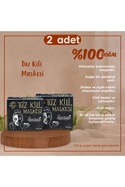 E-DOĞAL MARKET DOĞAL KAYA TUZU 2’li Tuz Kili %100 Doğal 100 GR