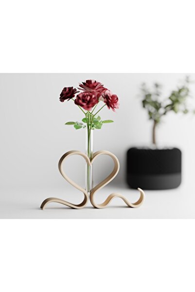 Sani Vază „Ribbon Heart” 222x39xH120mm - Bej nisipos mat