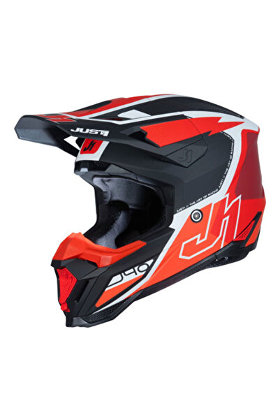 J40 Flash Off-Road Kaskı Kırmızı Beyaz Siyah