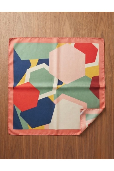 Naz Ipek Geometrik Desenli Pamuklu Bandana Fular