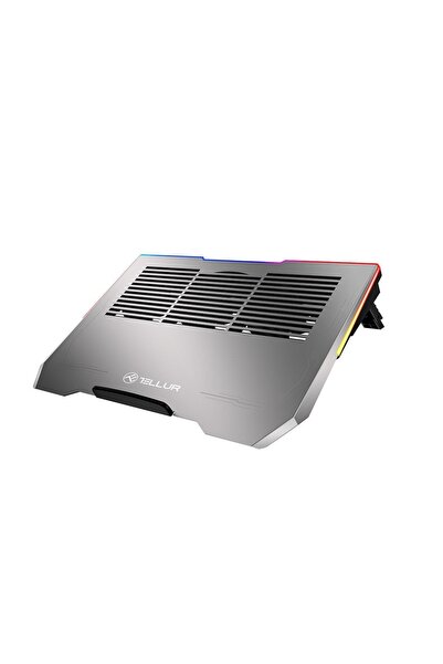 TELLUR Cooler pentru laptop, 17 inch, 3 ventilatoare, LED RGB, USB, USB-C, al...