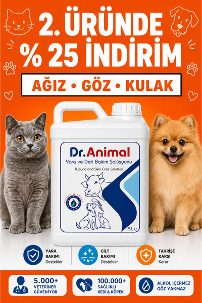 Dr. Animal Dr Animal Yara Cilt Ve Göz Bakım Solüsyon 5 Lt