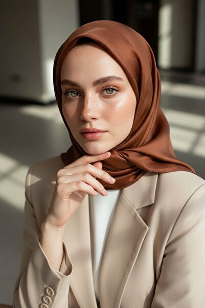 Vissona %100 Twill İpek Düz Kiremit Renkli Daha Tok Exclusive Serisi 90x90 Eş...
