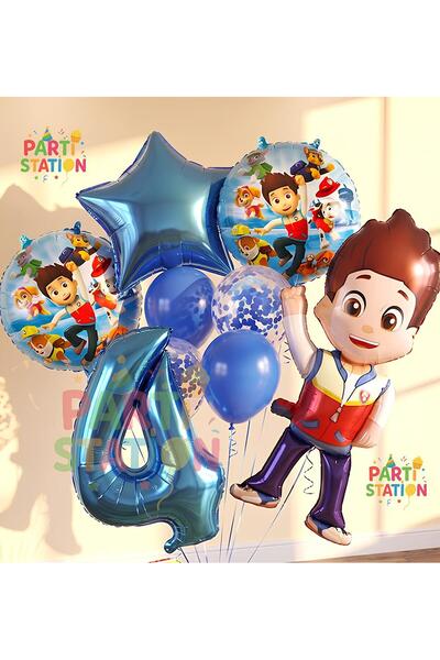 Parti Station Paw Patrol Ryder 4 Yaş Lacivert Balon Set Paw Patrol Ryder Kons...