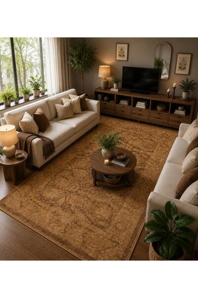 Neşem Halı Boutique EKO HALI Shiraz SHR 01 Beige Vintage Desenli Sıcak Renk T...