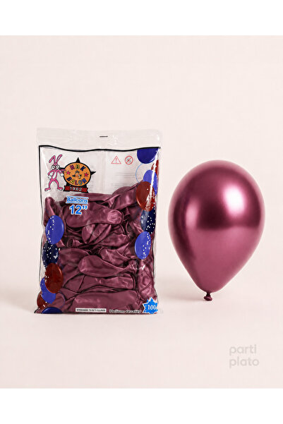 HBK Balon Metalik 12" Balon Hbk Bordo 100'lü