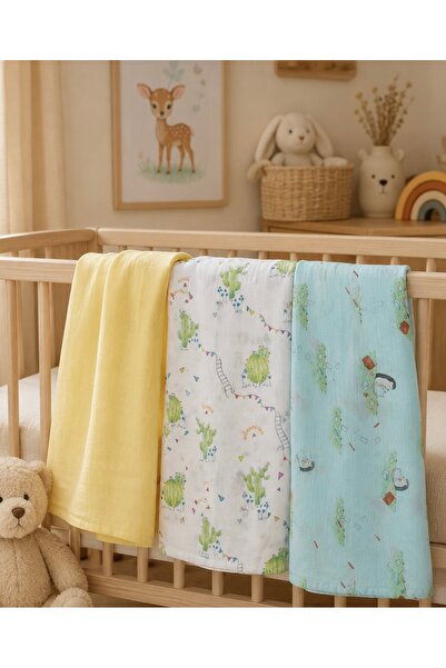 GA Gleam Atelier Multi-Purpose Muslin Cover & Blanket Set of 3 100% Cotton Oe...
