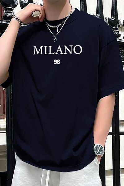 Pink Sky Tricou oversize cu imprimeu Milano pentru bărbați