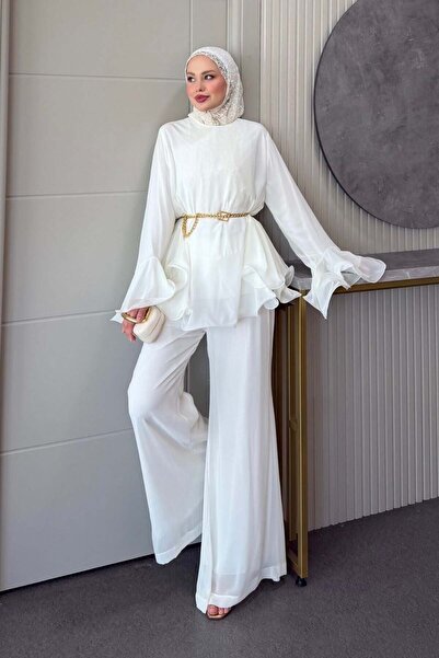 Şulemoda Giyim Moonlight Chiffon Suit White