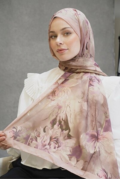 YILDIZ SCARFS شال من الشيفون القطني بنمط الحلم - لون بودرة