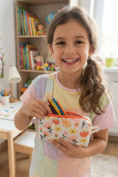 United Fabrics Children's Pencil Case - Floral Design Patterned Faux Leather ...