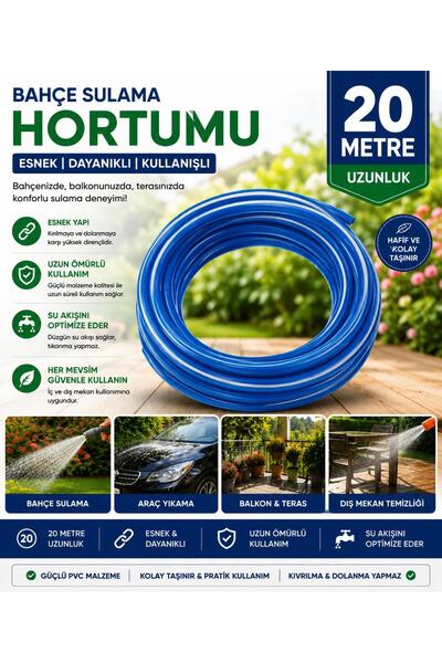 BDZ DERİ Hortum. Araba Yıkama Bahçe Sulama Balkon Yıkama Hortumu 20 Metre