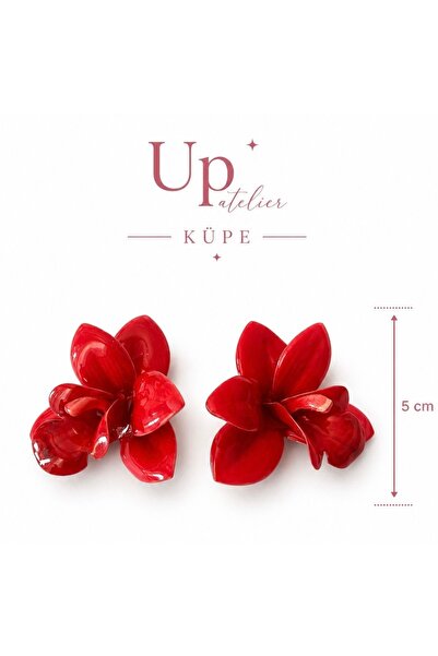 Up Atelier Plaj Modası Kırmızı Orkide Küpe