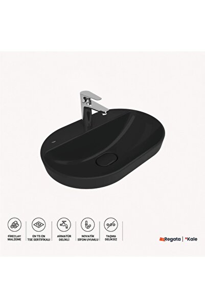 KALE Zero 2.0 60x40 Cm Siyah Yarı Gömme Oval Lavabo