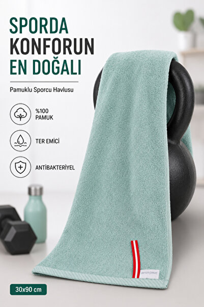 denizlicotton Cotton Sports Towel 30X90 cm Sweat Absorbent Lightweight Fitnes...