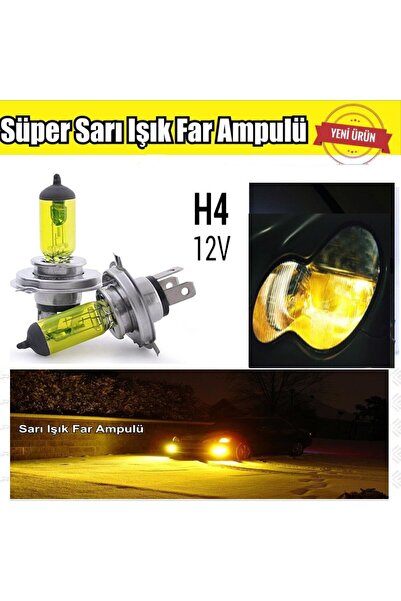 Universal H4 JDM Süper Sarı Işık Far Ampul 12V 100W-55W