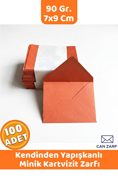 İstisna 100 Adet Turuncu Renkli Küçük Zarf 7x9 Cm 90 Gr. Kendinden Yapışkanlı...