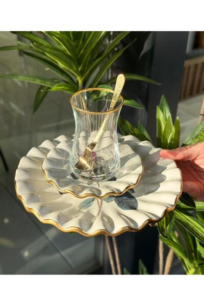 Onedekor 18 Parça Fold Flowers Pasta Çay Saati Seti Gold