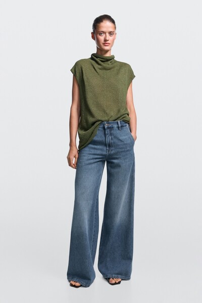 Massimo Dutti Orta bel geniş paça jean