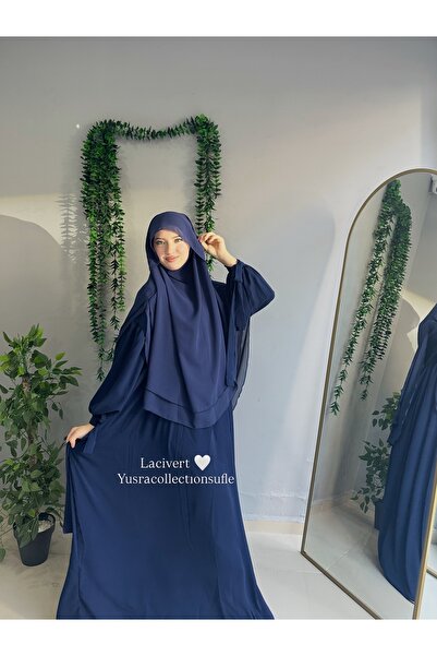 Yüsra Collection طقم فستان ليزا وسوفليه مظلل مكون من قطعتين مقاس 2