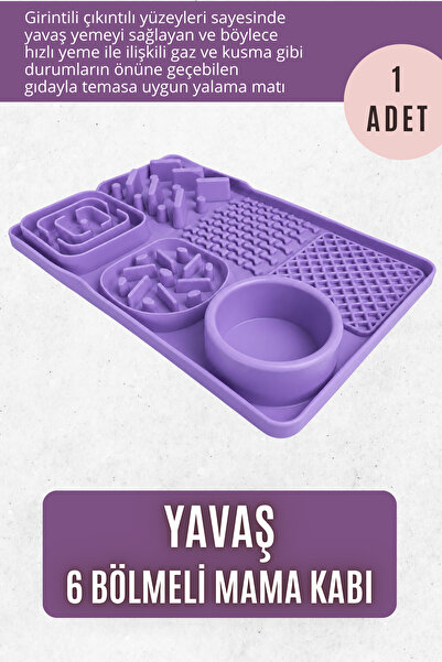 pawdaz Yavaş (20x30CM) - 6 Bölmeli yalama matı ve yavaş yeme mama kabı slow f...