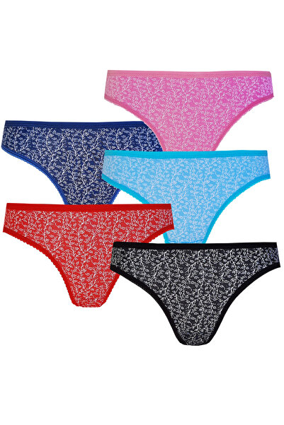 Hepsine Rakip Set de 5 chiloți bikini pentru femei, din bumbac, lenjerie colo...