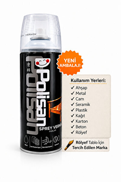 Polisan Vernik Sprey Akrilik Şeffaf Parlak 400 ml (rölyef tablo vb. için uygun)