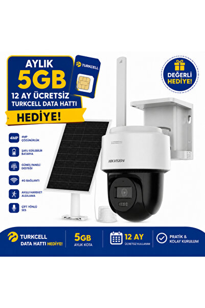 Hikvision DS-2CFSP4/4G 4MP 4G Güneş Enerjili PT Güvenlik Kamerası – SIM Kartl...